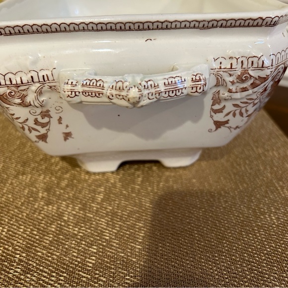 Antique T & R Boote TOURNAY Soup Tureen Brown Transferware , 1885 Aesthetic Move - Picture 5 of 13
